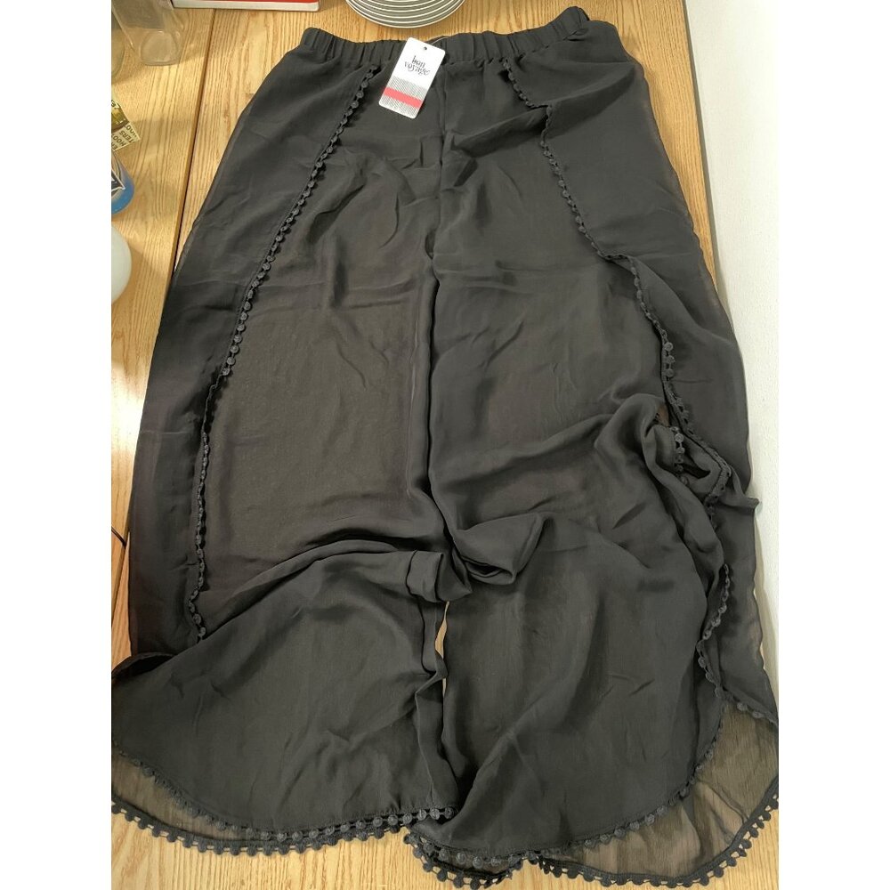 New Women’s Bon Voyage Sheer Pull on Swimsuit Cover up Pants Black size Medium